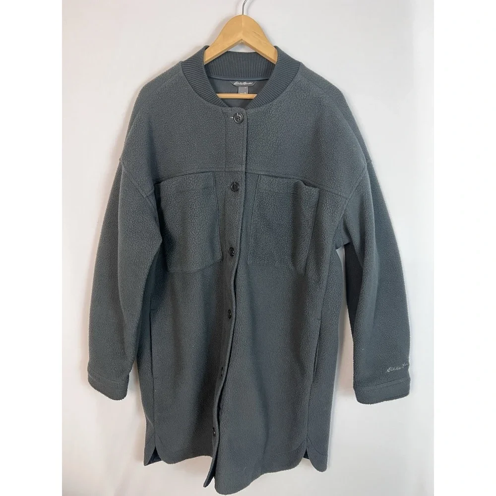 Eddie Bauer Lynden Fleece Parka‎ In Storm Size XL Dark Grey Pockets